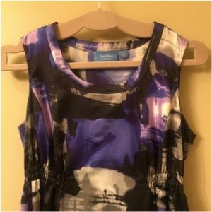 SimplyVera Watercolor Print Purple & Grey Dress